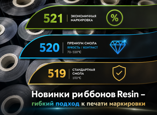 Расширение линейки смоляных риббонов: Resin Standard 519, Resin Premium 520 и Resin Textile 521